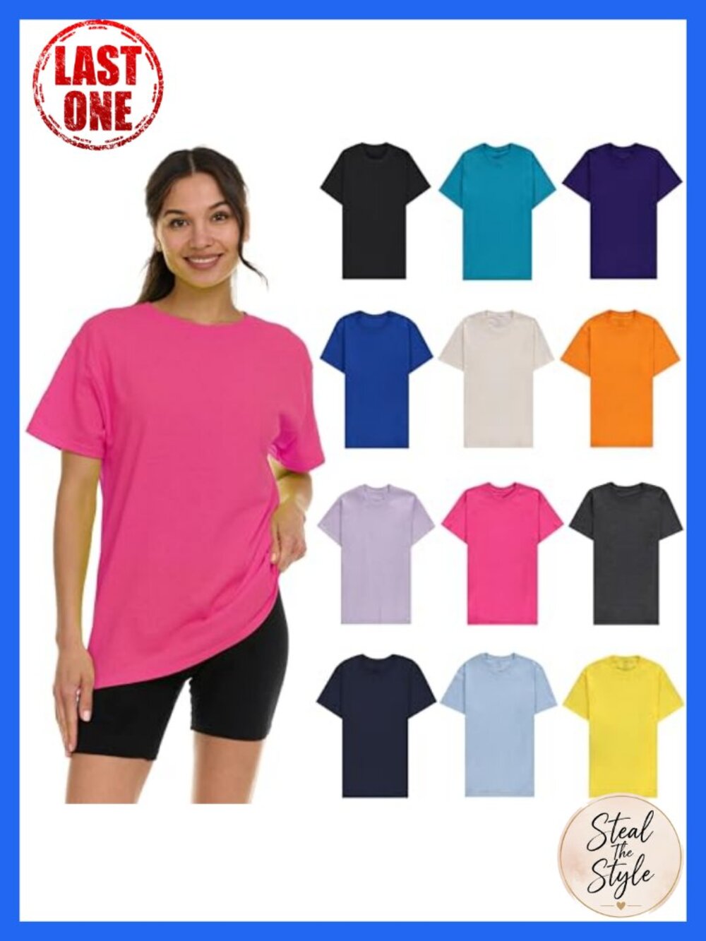 Oversized Cotton Blend Crew Neck Tee Short Sleeve Relaxed Fit T-Shirt